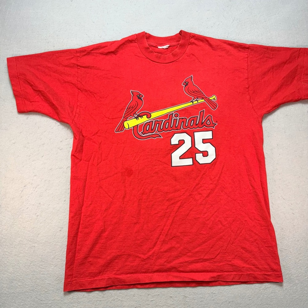 Vintage McGwire 25 St. Louis Cardinals T-Shirt MLB Baseball Red Single‎ Stitch